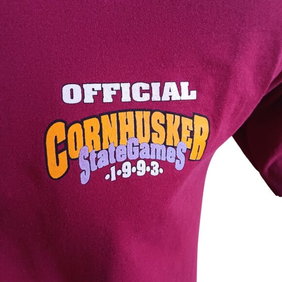 Vintage Medium T-shirt Single Stitch 1993 Official Cornhusker State Games M Red - Picture 5 of 6
